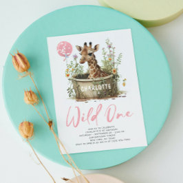 Wild One Niedlich Giraffe 1. Geburtstag Boho Anima Einladung