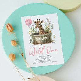 Wild One Niedlich Giraffe 1. Geburtstag Boho Anima Einladung