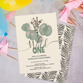 Wild One Niedlich Safari Giraffe Animal Birthday P Einladung