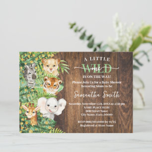 Wild One on Way Rustic Safari Baby Shower Einladung