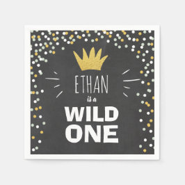 Wild one Paper Napkin Gold Crown Erster Geburtstag Serviette