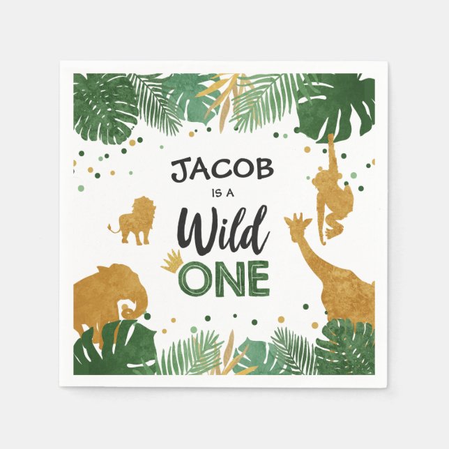 Wild One Paper Napkins Zoo Wilde Jungle Tiere Serviette (Vorderseite)