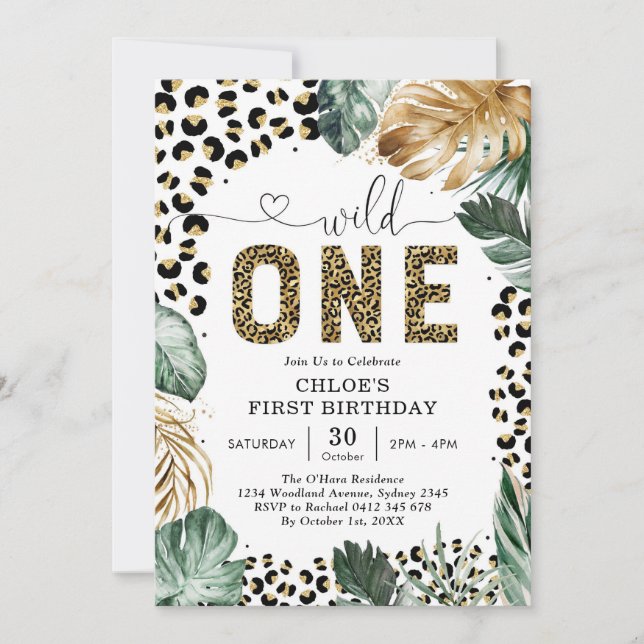 Wild One Party Animals 1st Birthday Invitation (Devant)