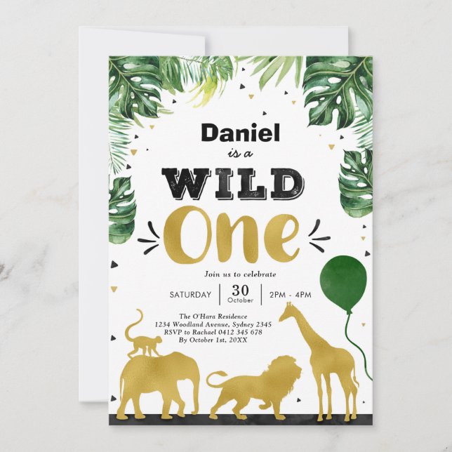 Wild One Party Animals 1st Birthday Invitation (Devant)