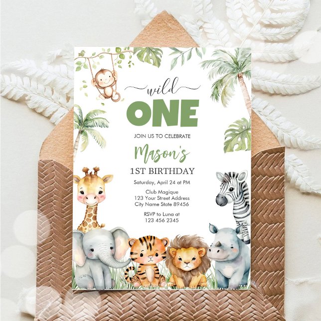 Wild One Party Animals Kids 1st Birthday Einladung (Von Creator hochgeladen)