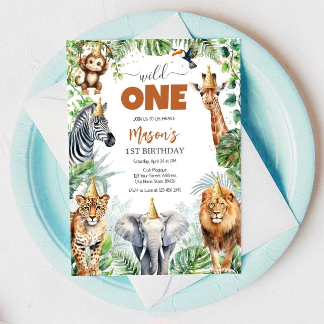 Wild One Party Animals Kids 1st Birthday Einladung (Von Creator hochgeladen)