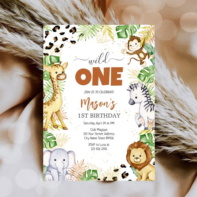 Wild One Party Animals Kids 1st Birthday Einladung (Von Creator hochgeladen)