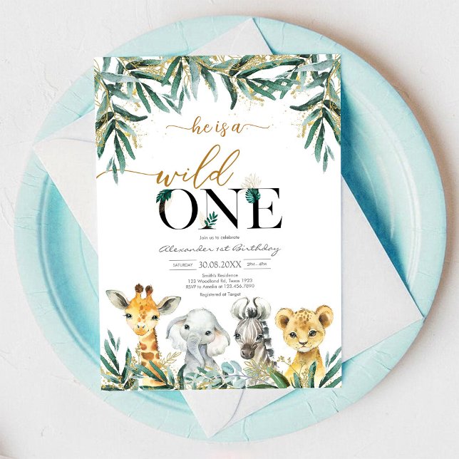 Wild One Party Animals Kids Birthday Invitation (Créateur téléchargé)