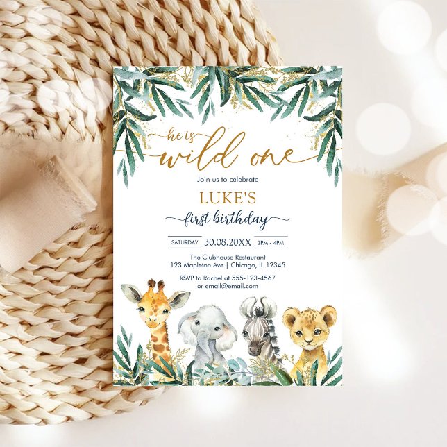 Wild One Party Animals Kids Birthday Invitation (Créateur téléchargé)