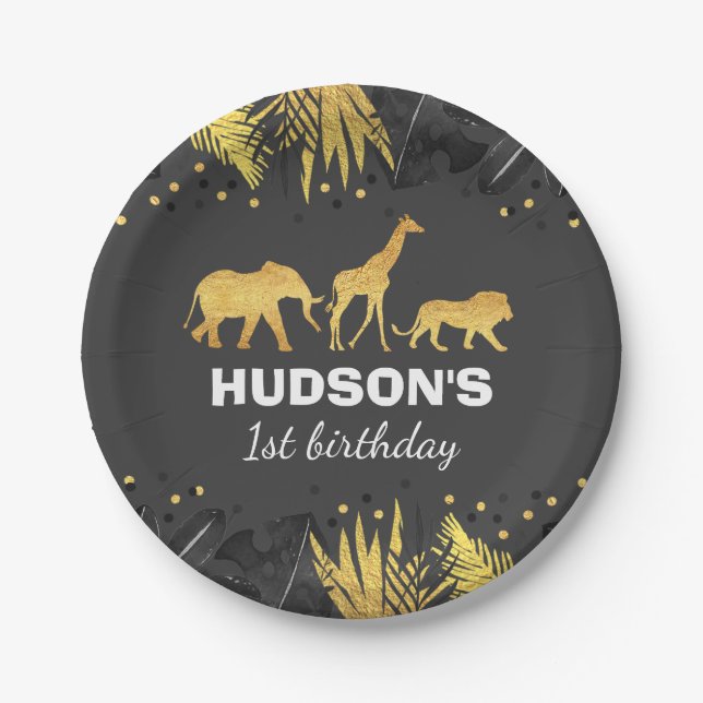 Wild-One-Party-Papierplatten-Jungle-Tiere-Party Pappteller (Vorderseite)