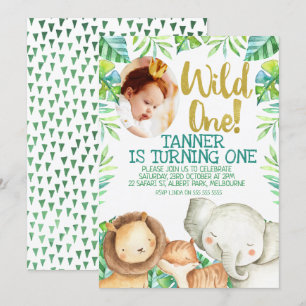 Wild One Photo Invitation d'anniversaire Safari