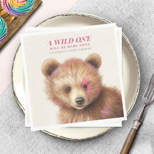 Wild-One-Pink-Haar-Bear-Baby-Dusche Serviette
