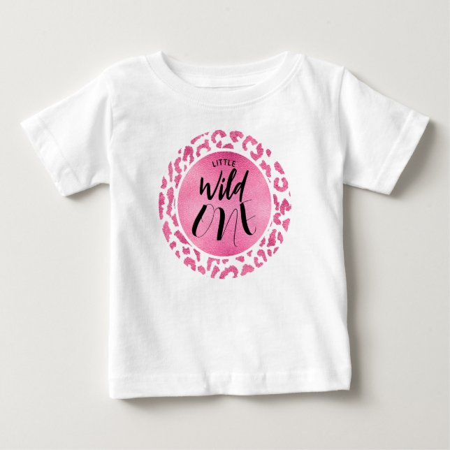 Wild One Pink Leopard Baby T-shirt (Vorderseite)