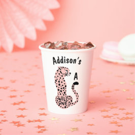 Wild One Pink Leopard Custom First Birthday Pappbecher