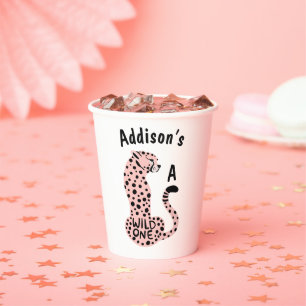 Wild One Pink Leopard Custom First Birthday Pappbecher