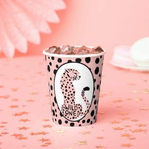 Wild One Pink Leopard Print Junggeselinnen-Abschie Pappbecher