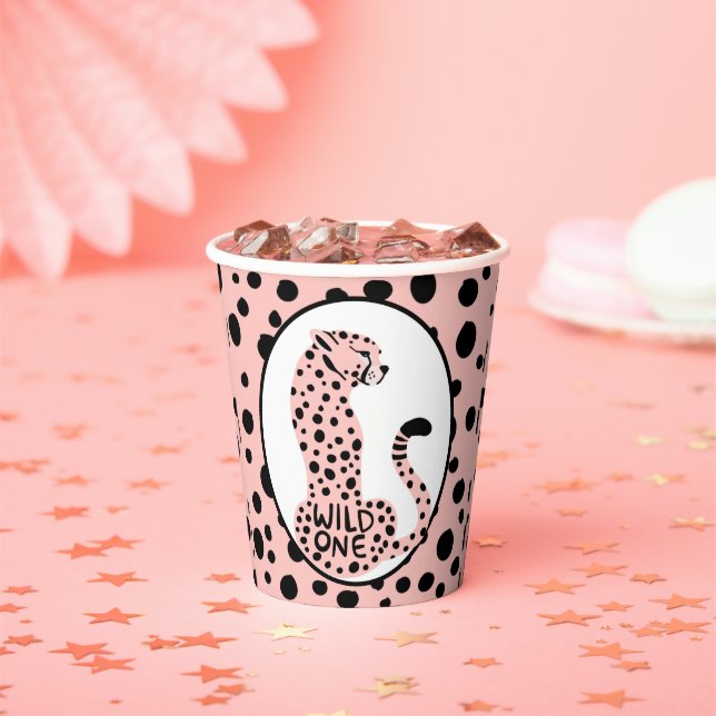 Wild One Pink Leopard Print Junggeselinnen-Abschie Pappbecher (Insitu)