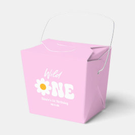 Wild One Pink White Daisy Retro 1. Geburtstag Geschenkschachtel