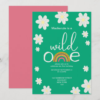Wild One Rainbow Birthday Party Personalisiert Einladung