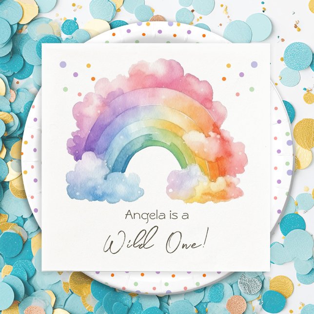 Wild One Rainbow Kindergeburtstag Serviette (Von Creator hochgeladen)