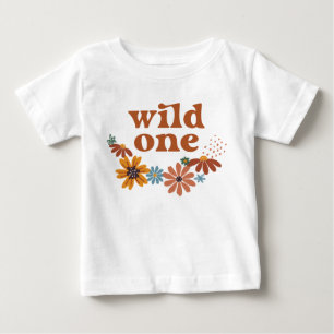 Wild One Retro Boho Wildflower 1. Geburtstag Baby T-shirt