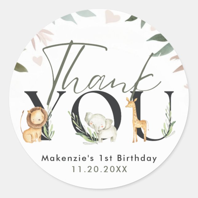 Wild One Safari 1. Geburtstag Party Runder Aufkleber (Vorderseite)