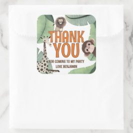 Wild One Safari 1st Birthday Party Thank You Quadratischer Aufkleber