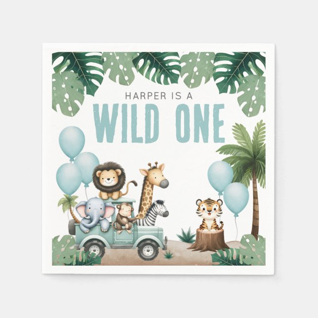 Wild One Safari 1st Birthday Serviette (Vorderseite)