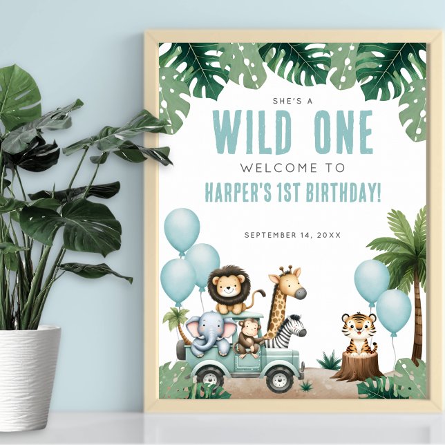 Wild One Safari 1st Birthday Welcome Poster (Wild One Safari 1st Birthday Welcome Poster )
