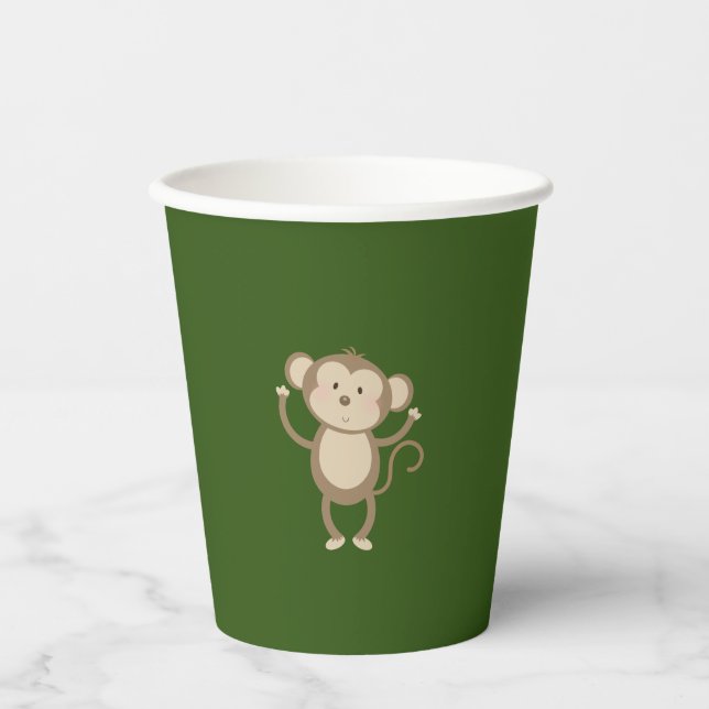 Wild One Safari Animal Affe Baby Shower Pappbecher (Vorderseite)