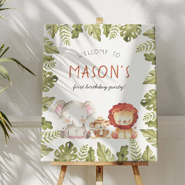 Wild One Safari Animal Birthday Party Begrüßungsze Poster