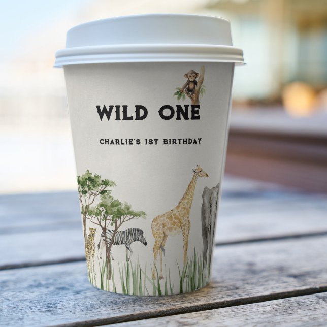 Wild One Safari Animal Birthday Party Pappbecher (Wild One Birthday Paper Cup)