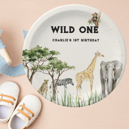 Wild One Safari Animal Birthday Party Pappteller