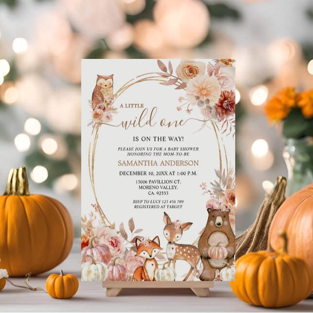 Wild One Safari Animal Fall Pumpkin Baby Dusche Einladung (Von Creator hochgeladen)
