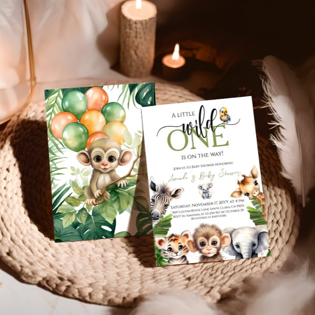 Wild One Safari Animal Jungle Baby Dusche Einladung (Von Creator hochgeladen)