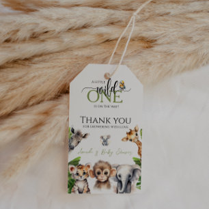 Wild One Safari Animal Jungle Baby Shower Gevor Geschenkanhänger