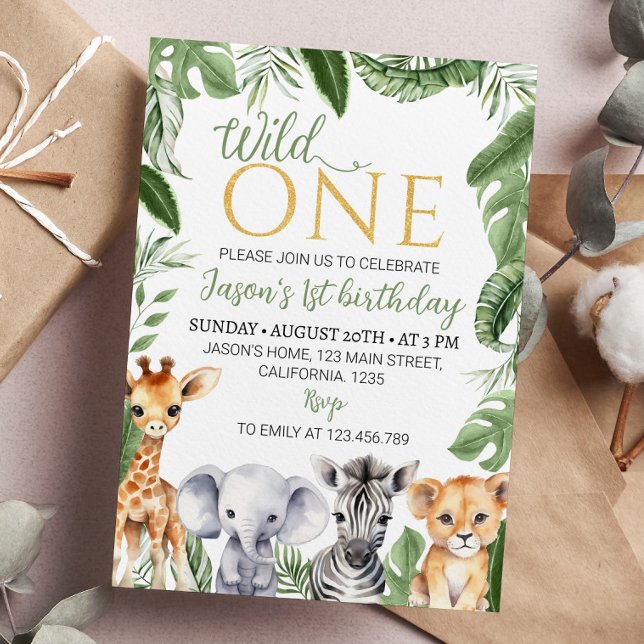 Wild One Safari Animals 1. Geburtstag Einladung (Von Creator hochgeladen)