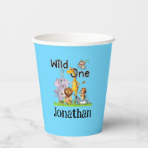 Wild One Safari Animals 1st Birthday cartoon Invit