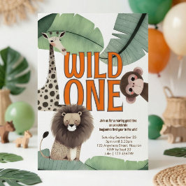 Wild One Safari Animals 1st Birthday Party Einladung