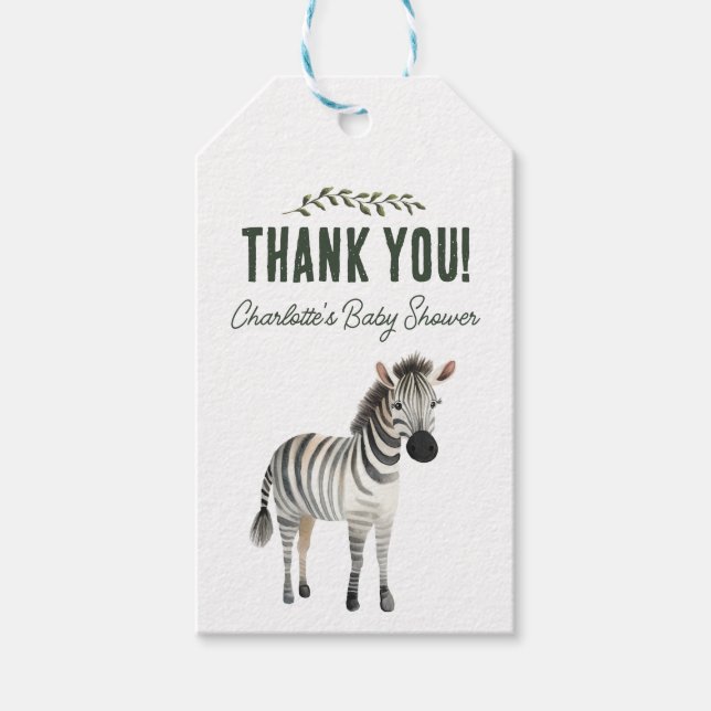 Wild One Safari Animals Baby Dusche Vielen Dank Geschenkanhänger (Vorderseite)