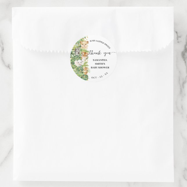Wild One Safari Animals Baby Dusche Vielen Dank Runder Aufkleber (Tasche)