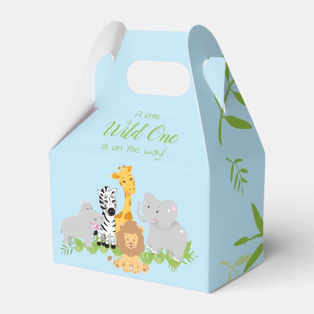 Wild One Safari Animals Baby Shower Boy Favor Box Geschenkschachtel (Vorderseite)
