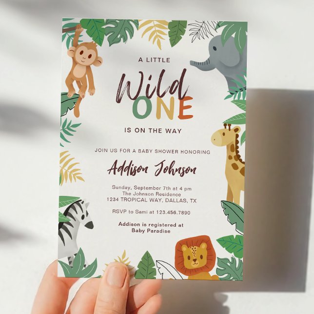 Wild One Safari Animals Baby Shower Einladung (Von Creator hochgeladen)