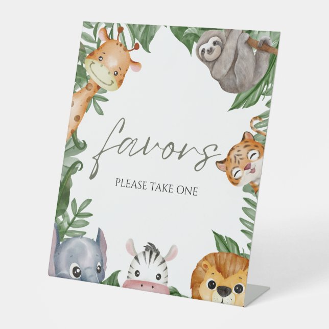 Wild One Safari Animals Baby Shower Favoriten Sockelschild (Vorderseite)