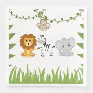 Wild One Safari Animals Baby Shower Paper Napkin Serviette