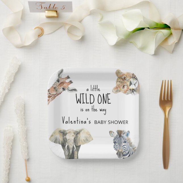 Wild One Safari Animals Baby Shower Pappteller (Hochzeit)