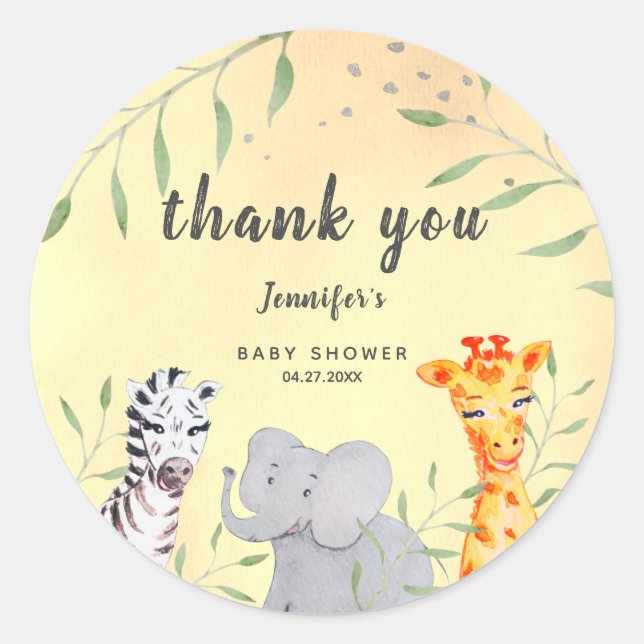 Wild One Safari Animals Baby Shower Sticker (Vorderseite)