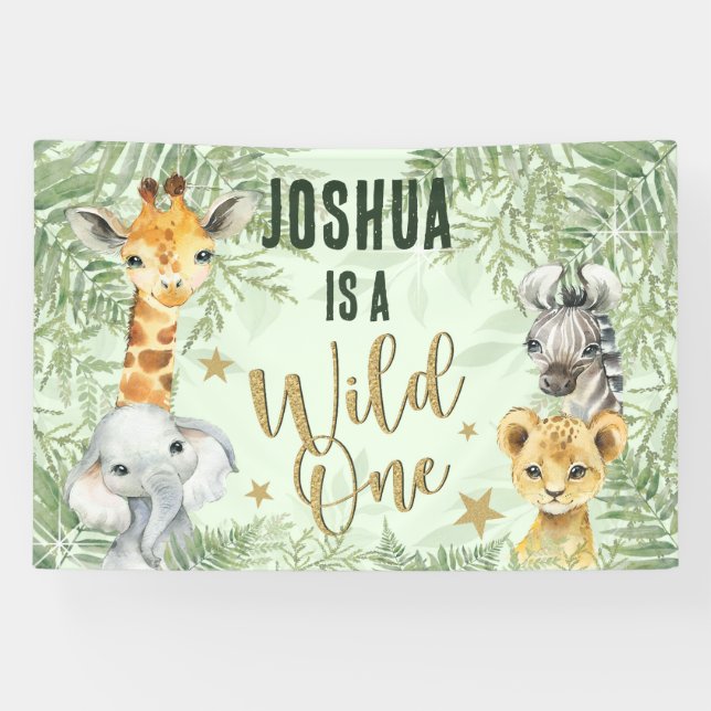 Wild One Safari Animals Begrüßungsbanner Banner (Horizontal)