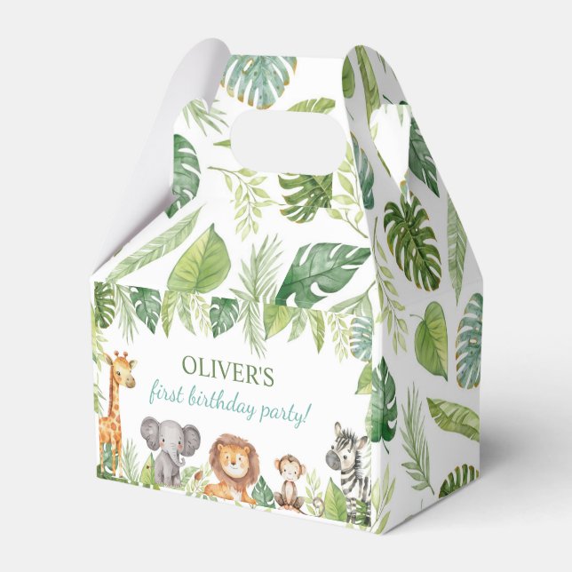 Wild One Safari Animals Birthday Gevor Box Geschenkschachtel (Vorderseite)
