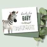 Wild One Safari Animals Books for Baby Shower Begleitkarte<br><div class="desc">Machen Sie sich mit unserer Wildtier Books for Baby Shower Enclosure Card auf ein Abenteuer vorbereitet! Wenn Sie eine Babydusche zum Thema Safari für einen kleinen Jungen beherbergen, ist diese hübsche Umzäunungskarte die perfekte Ergänzung zu Ihrem Fest. Diese Karte mit einer spielerischen Abbildung eines Zebras, mit Details aus grünen Blättern,...</div>